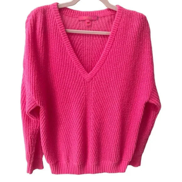 Lilly Pulitzer Kasmina Womens M Pink Isle V-Neck Knit Sweater Preppy Resort - Picture 6 of 6